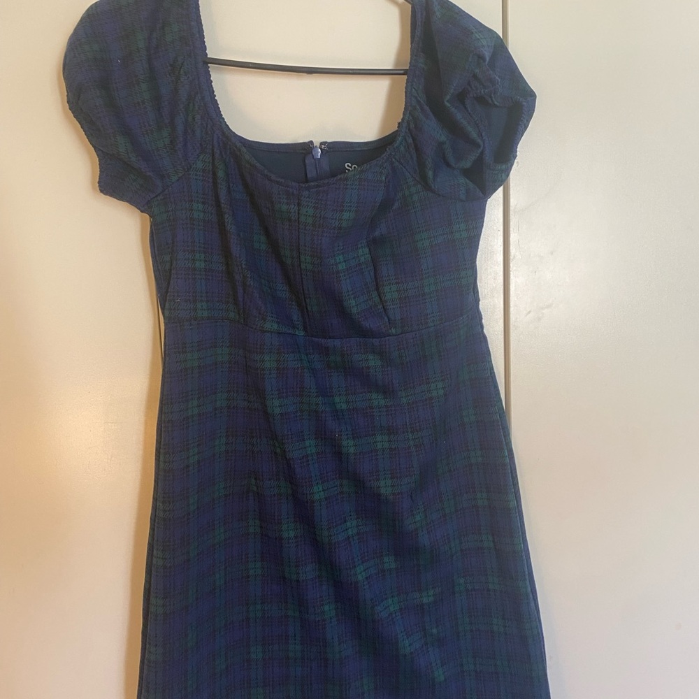 Plaid Blue and Green Dress